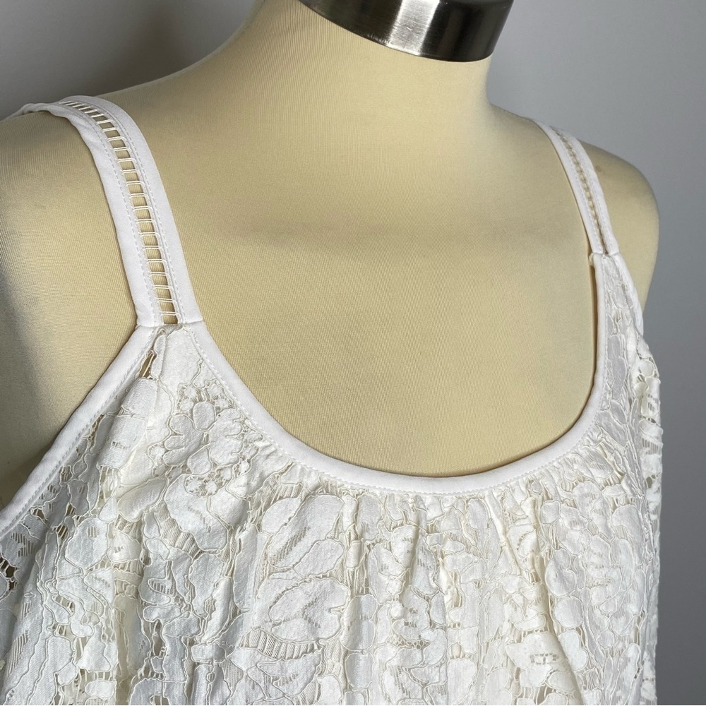 White House Black Market White Lace Cold Shoulder Top - Picture 5 of 11